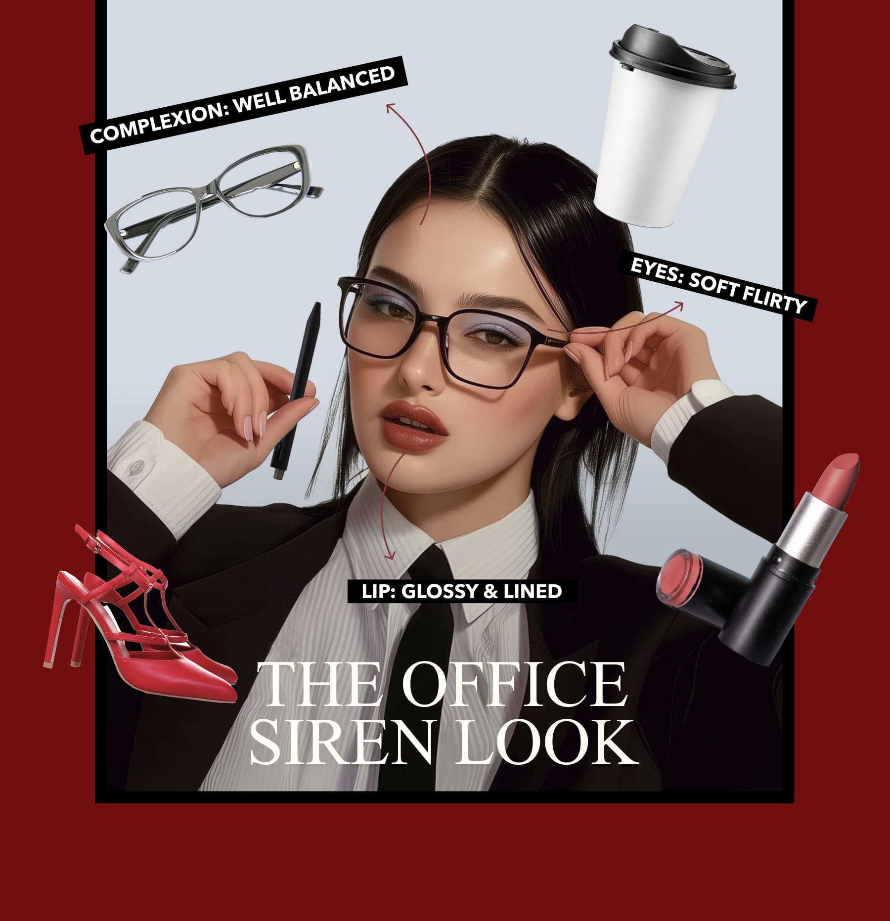 The #officesiren trend has gained significant traction on social media platforms, particular TikTok, where it has become a popular aesthetic among Gen Z users with the top video amazing 10.6M views alone. This trend revives late 1990s and early 2000s power dressing with a modern, bold twist—featuring tight-fitting pencil skirts, statement glasses, and polished soft matte makeup aesthetics. However, what sets this revival apart is Gen Z’s willingness to push the boundaries and challenge long-standing HR dress codes.